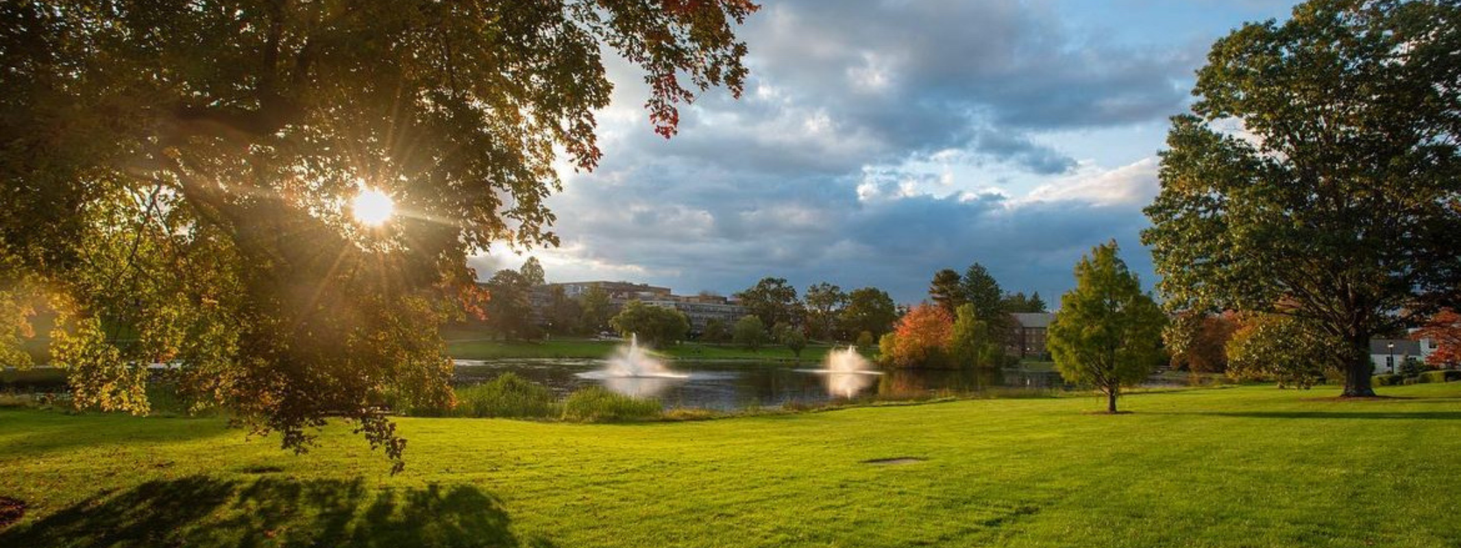UConn lake with sunset